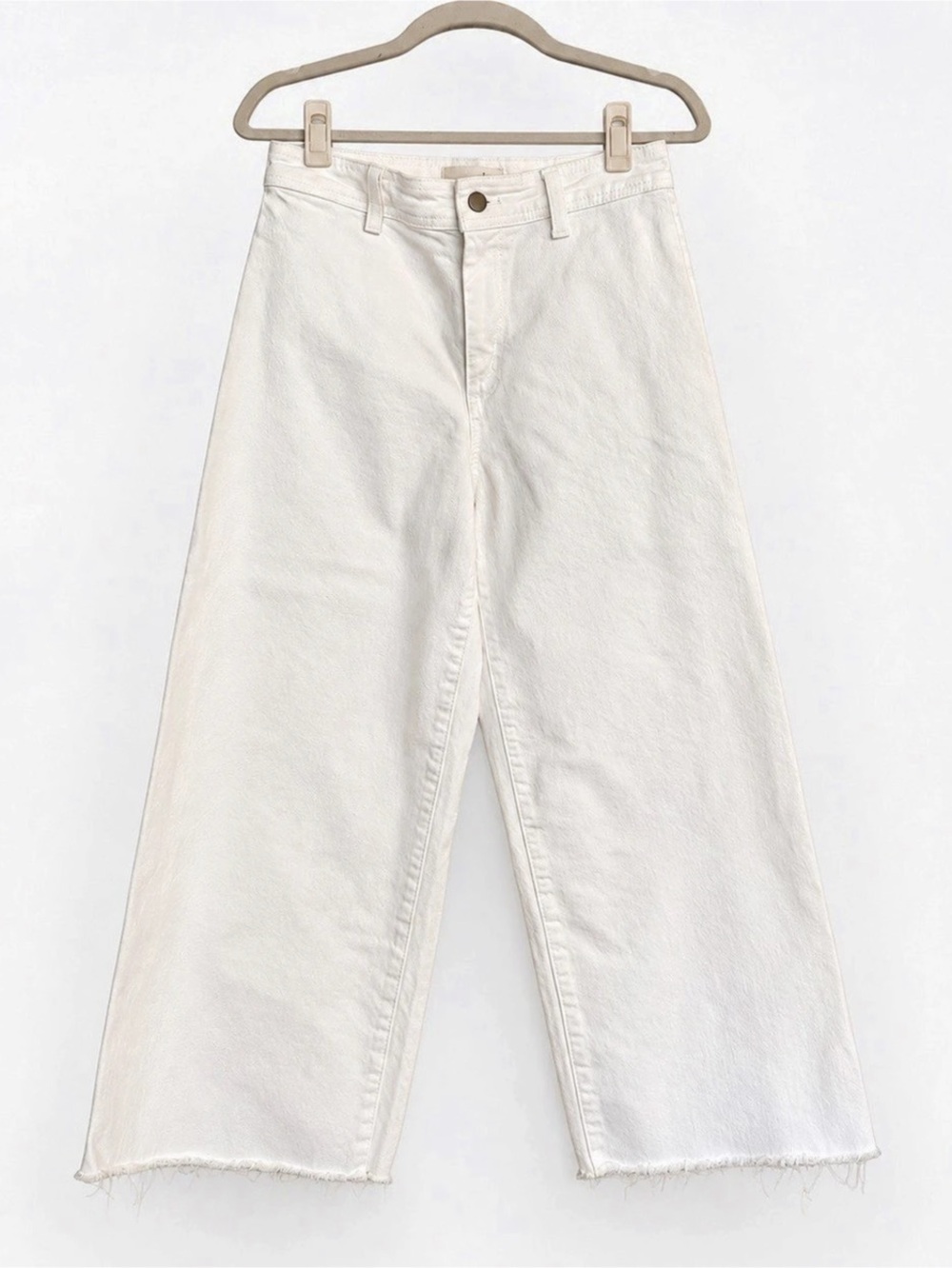 Universal Thread Size 2 White High Rise Sailor Wide Leg Ankle Jeans Raw Hem